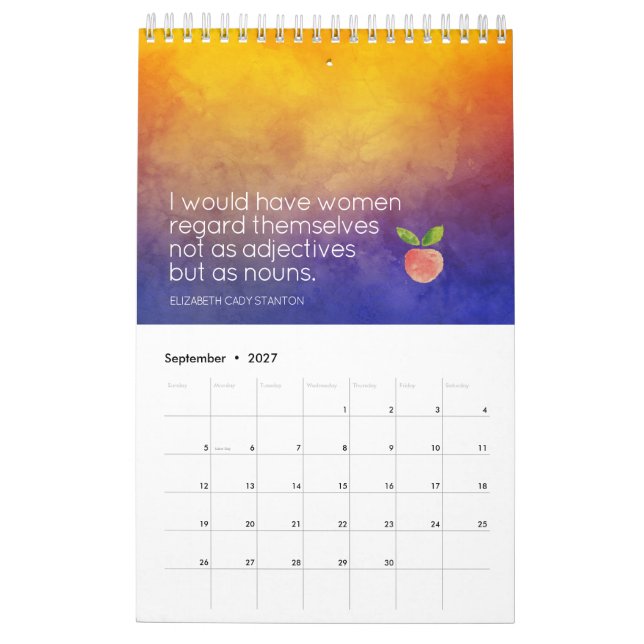 Trendiget Minimalistiskt vattenfärgsdiagram femini Kalender (Sep 2027)
