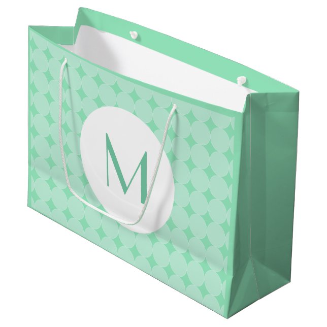 Trendiget Mint Grönt Färg Monogram Elegant Modern (Framsidan Vinklad)