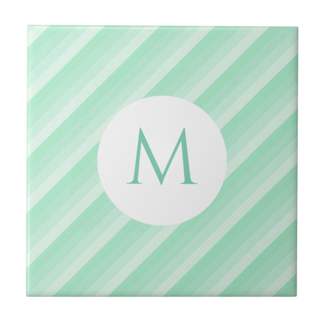 Trendiget Mint Grönt Rand Monogram Modern mall Kakelplatta (Framsidan)