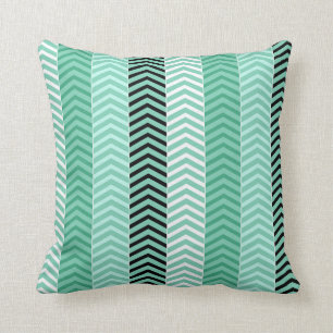 Trendiget Mint Grönt Variegated Chevron Rand Kudde