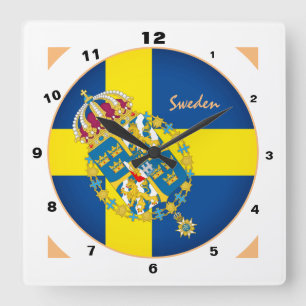 Trendiget mode/design för svenska Flagga & Sverige Fyrkantig Klocka