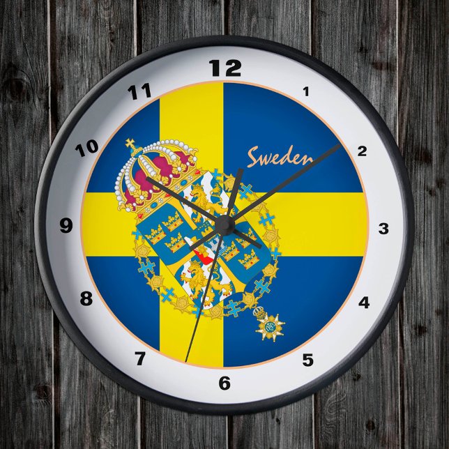 Trendiget mode/design för svenska Flagga & Sverige Rund Klocka (Skapare uppladdad)