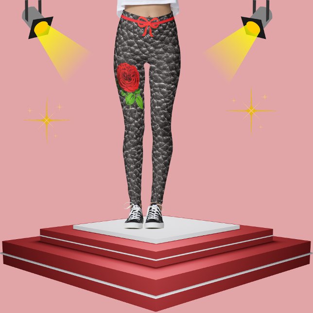 Trendiget Mode i Svarta Faux Leather Struktur Ro Leggings (Skapare uppladdad)