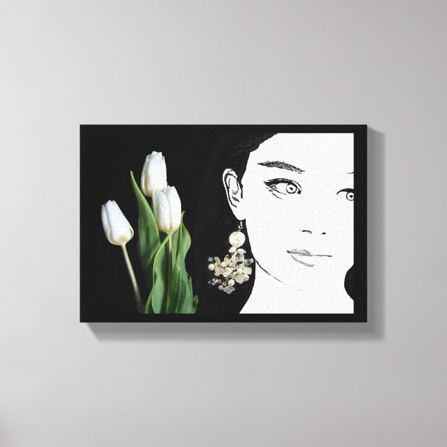 Trendiget mode illustration av pärlhöns canvastryck (Framsida)