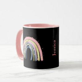 Trendiget Modem Pastel Rainbow Anpassade Namn Mugg