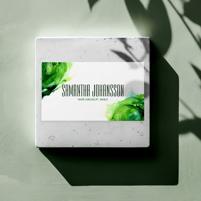 Trendiget Modern Abstrakt Emerald Grönt Push Strok Visitkort (Skapare uppladdad)
