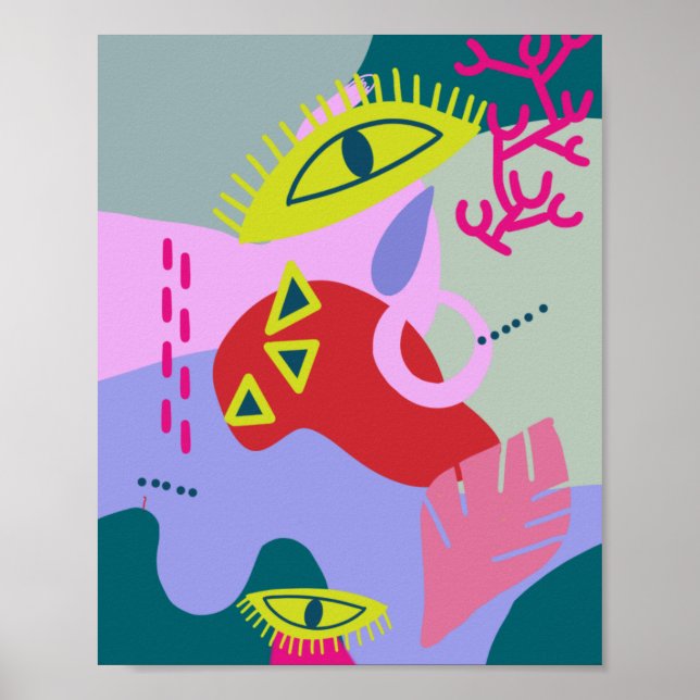 Trendiget Modern abstrakt - färgkonst konstnärlig  Poster (Framsidan)