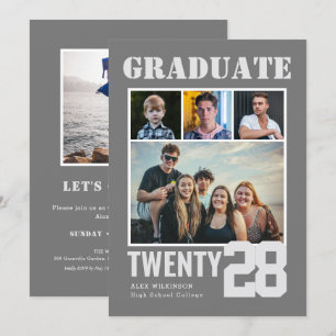 Trendiget Modern Big Bold Script 5 Photo Studenten Inbjudningar