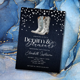 Trendiget Modern Denim Diamonds Bachelorette Party Inbjudningar