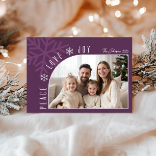 Trendiget Modern Dusty Plum Photo Jul Julkort