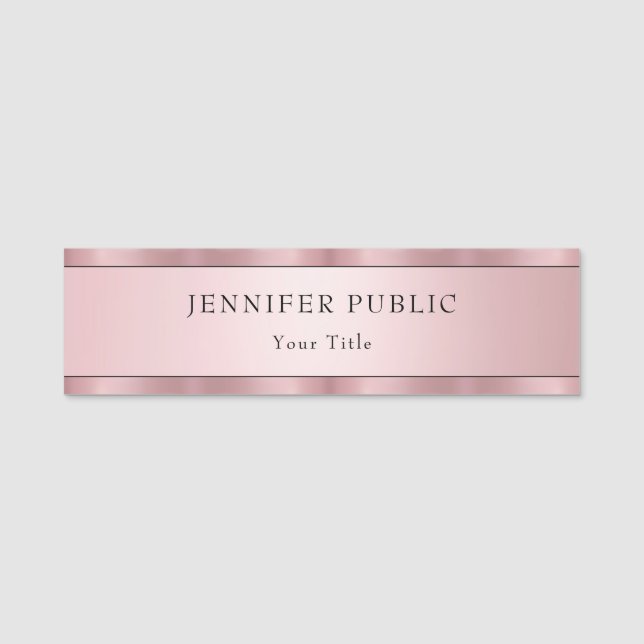 Trendiget Modern Elegant i Ro Guld Namnbricka (Framsida)