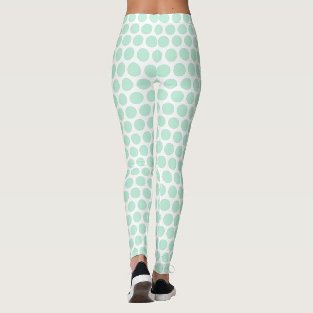 Trendiget Modern Elegant Mint Grönt White Färg Leggings (Baksida)