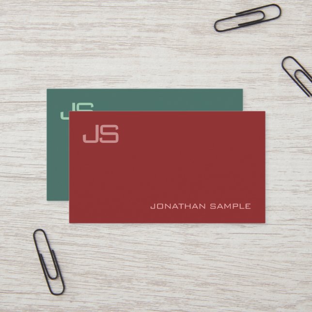 Trendiget Modern Elegant Professionell Monogram Visitkort (Fram/Back In Situ)