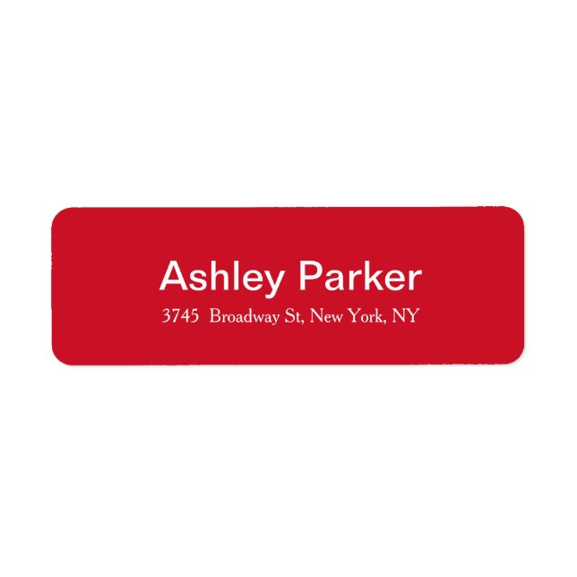 Trendiget Modern Elegant Red White Snyggt Returadress Etikett (Framsidan)