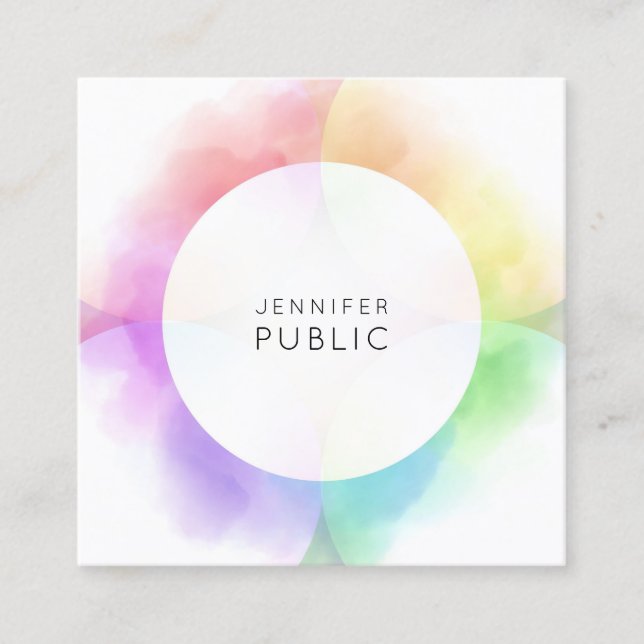 Trendiget Modern färglös mall - minimalistisk Eleg Fyrkantigt Visitkort (Framsida)