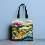 Trendiget Modern Felaktig Blommigt liggande Tygkasse<br><div class="desc">Trendiget Modern Felted Blommigt Landscape Tote Bag har en snyggt modern faux felted effekt med färgstarka blommor och färgstarka land-landskap. Perfekt för födelsedag,  Mors dag,  julklappar,  firande och mycket annat. Skapat av Evco Studio www.zazzle.com/store/evcostudio</div>
