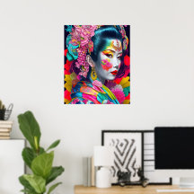 Trendiget Modern Geisha Poster Pappert (projektion