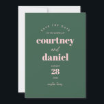 Trendiget Modern Grönt Foto Spara datum Spara Datumet<br><div class="desc">Modern Grönt Trendig Photo Save the Date har modern typiparning i fet,  modernt färg tillsammans med ett fullt på baksidan.</div>