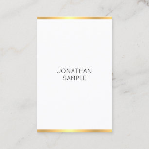 Trendiget Modern Guld White Simple Elegant Templat Visitkort