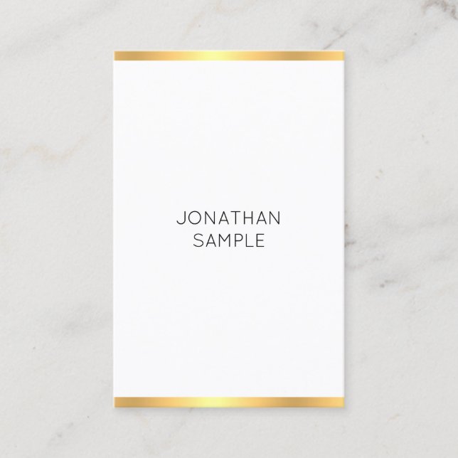 Trendiget Modern Guld White Simple Elegant Templat Visitkort (Framsida)