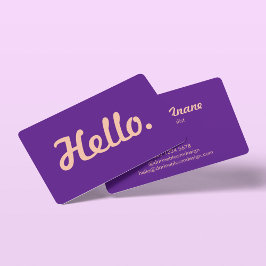 Trendiget Modern Hej Hi Script Rosa & Lila Avslapp Visitkort