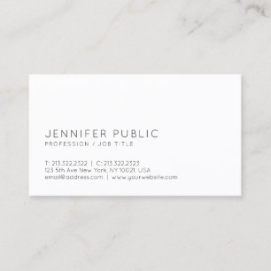 Trendiget Modern minimalistisk Chic Design White P Visitkort