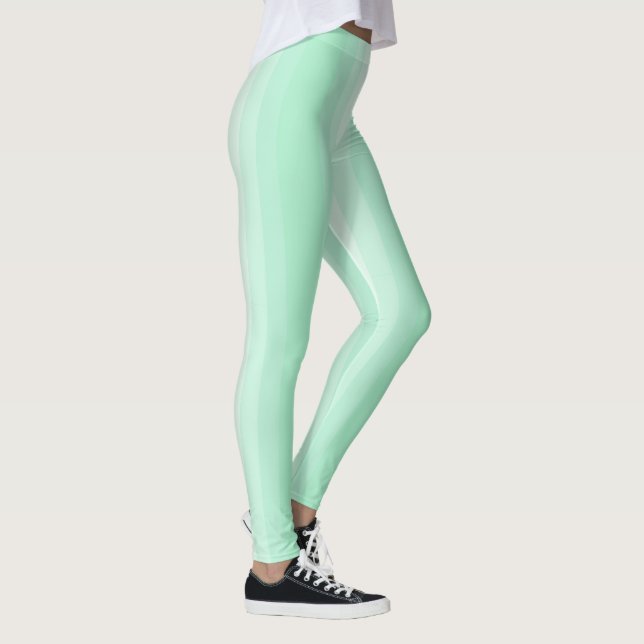 Trendiget Modern Mint Grönt White Rand Leggings (Höger)