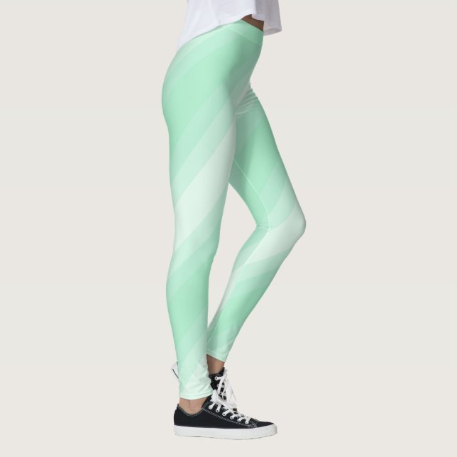 Trendiget Modern Mint Grönt White Rand-mall Leggings (Höger)