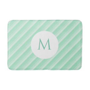 Trendiget Modern Monogram Template Mint Grönt Ran Badrumsmatta
