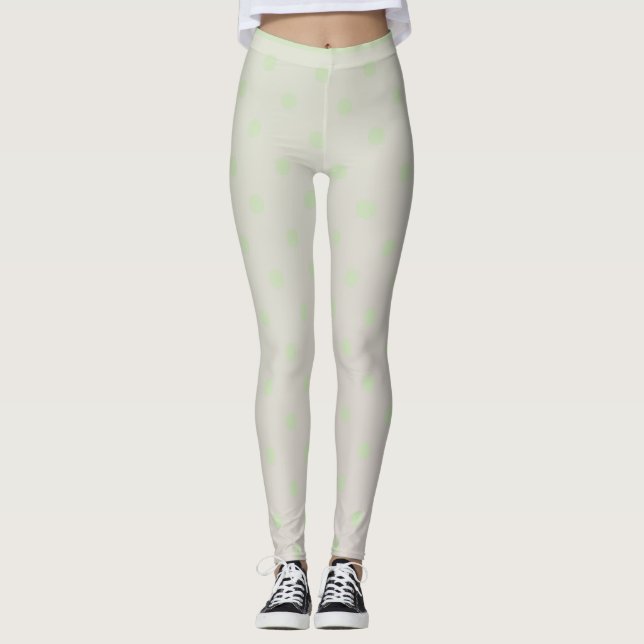 Trendiget Modern Pastel Grönt Polka Dot Leggings (Framsida)