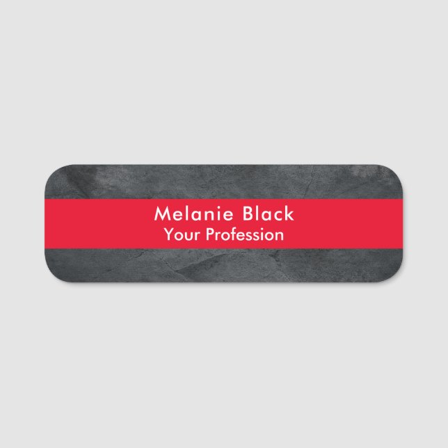 Trendiget Modern Professionell Grått Red Snyggt Namnbricka (Framsida)