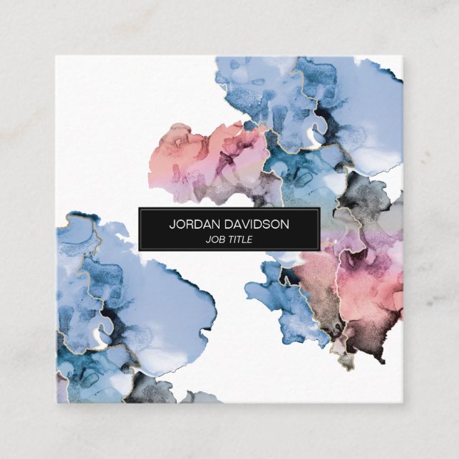 Trendiget Modern redigerbar färg Stänk Fyrkantigt Visitkort (Framsida)