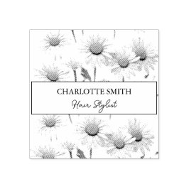 Trendiget Modern White Daisy Blommigt Stämpel