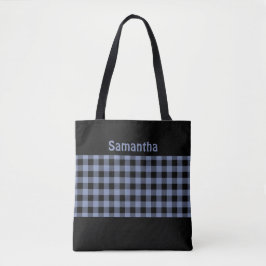 Trendiget Monogram Chic Black och Blue Buffalo Pla Tygkasse