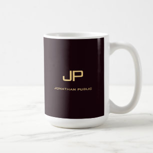 Trendiget Monogram för Anpassningsbar Elegant Kaffemugg