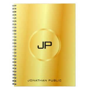 Trendiget Monogram för modern Elegant i Guld Anteckningsbok