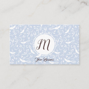 Trendiget Monogram för pastellfåglar av Baby blu Visitkort