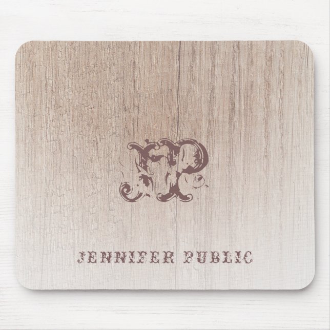 Trendiget Monogram Wood View Disted Text-mall Musmatta (Framsidan)