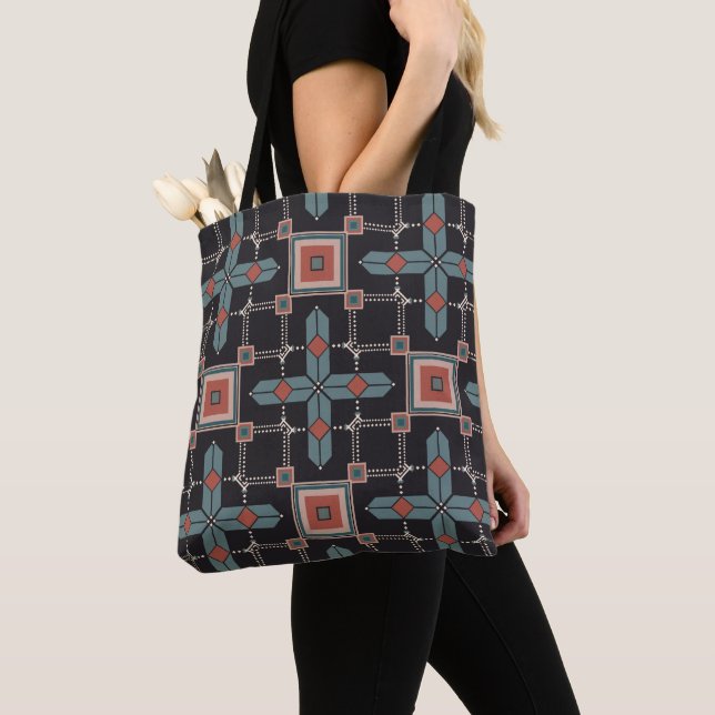 Trendiget mönster Geometric Vintage Tygkasse (Närbild)