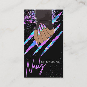 Trendiget Nail Salon Holography Modern Glam Busine Visitkort