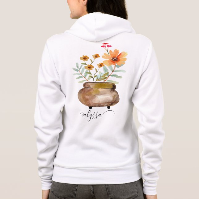 Trendiget Namn i  Rusty Rosa ros Flowers T Shirt (Baksida)