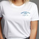 Trendiget "Nåt blått besättning" Bachelorette-Anpa Broderad Pikétröja<br><div class="desc">Öka brudens sida stil med trendiget "Nåt blått besättning" anpassningsbar t-shirt! Den här skjortan har en ritad chic i ett vackert blått färg och ger en personlig med möjlighet att lägga till besättningens namn. Perfekt för möhippor, möhippor och att få redo på den stora dagen, den här snyggten är en...</div>