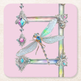 Trendiget Opalescent Dragonfly Papper Underlägg