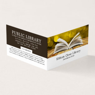 Trendiget Open Bok, Bibliotek, närmare upplysninga Visitkort