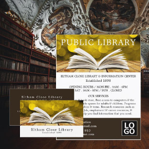 Trendiget Open Bok, Bibliotekarien, Bibliotek Visitkort