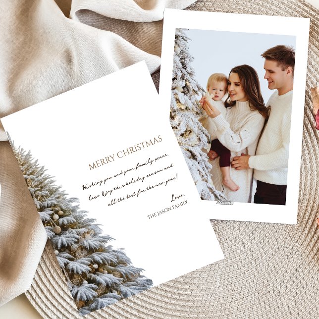 Trendiget Photo minimalist Snö Julgran Julkort (Skapare uppladdad)