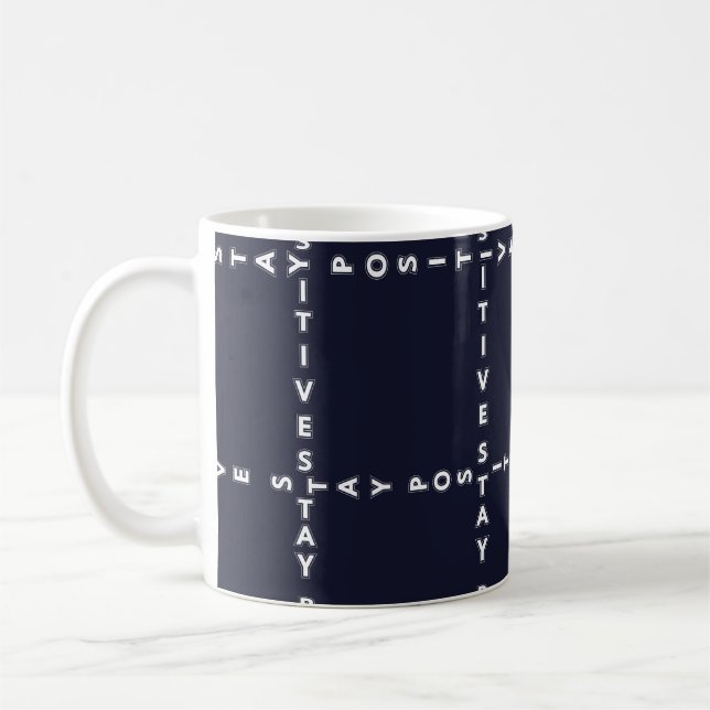 Trendiget "Positive" mönster, rutnätskontroll. Kaffemugg (Vänster)