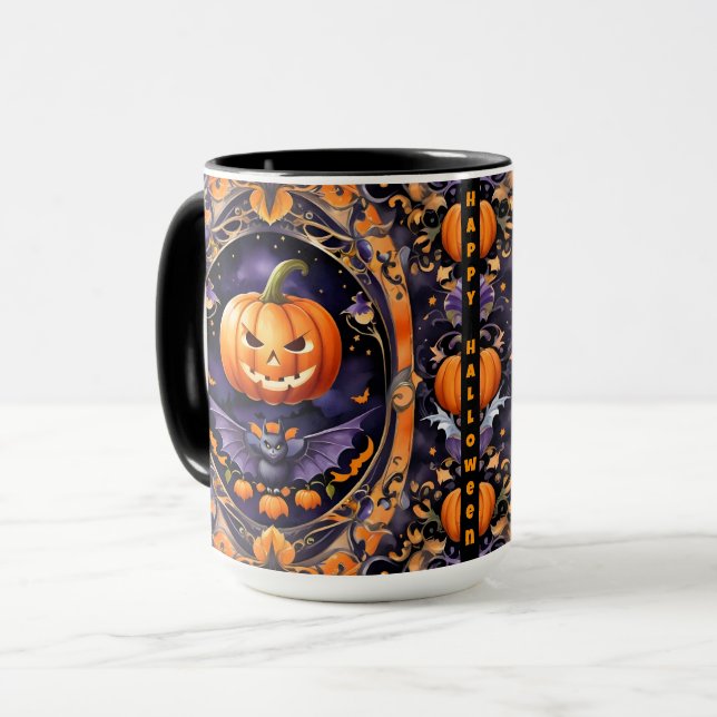 Trendiget Pumpkin Collection för Autumn Halloween Mugg (Framsida vänster)