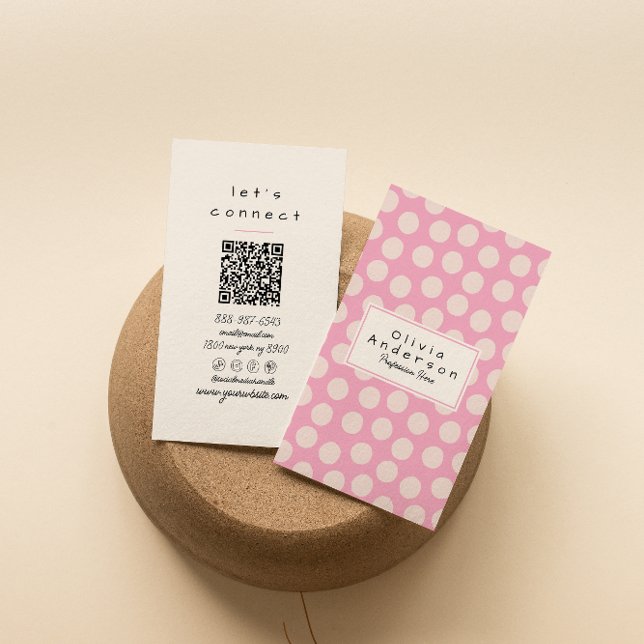 Trendiget QR Code Modern Rosa Quirky Unique Girly Visitkort (Skapare uppladdad)