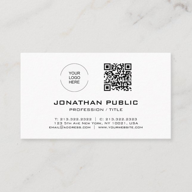 Trendiget QR Code Modern Template Elegant - streck Visitkort (Framsida)